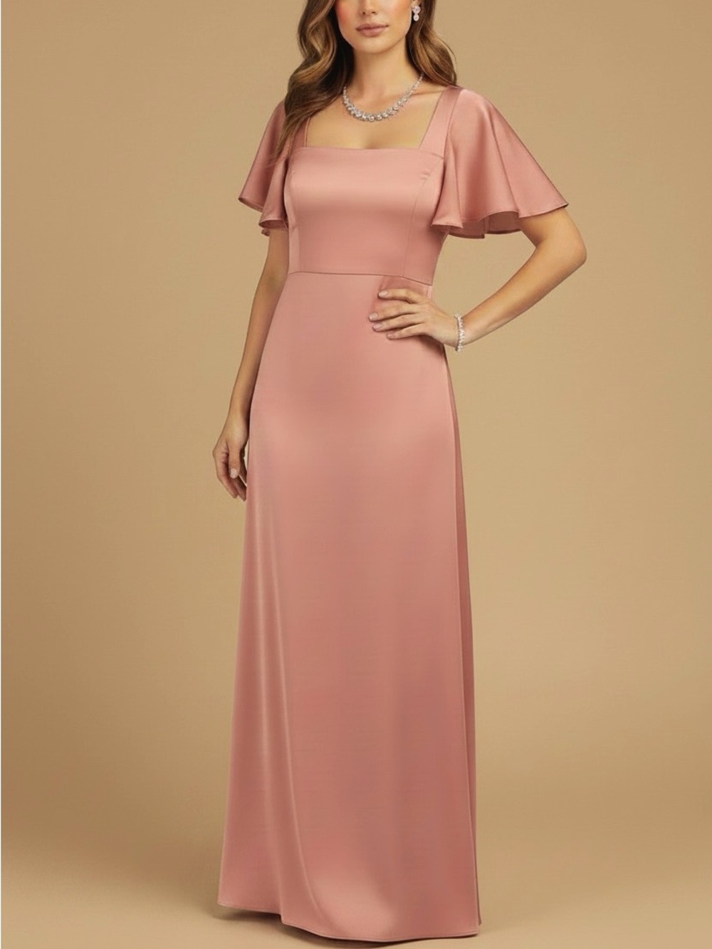 NWT SACHIN + BABI Rouge Flutter Short Sleeve Tie Back Dress Gown Size 10